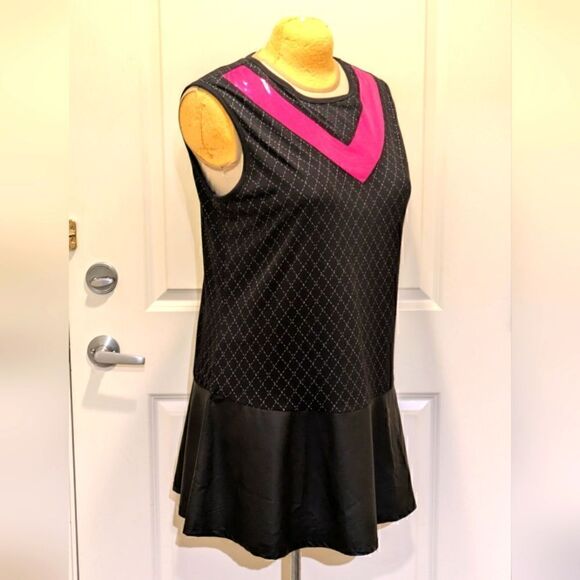 EUC Disney Parks XL Incredibles Shiny Pink and Black Faux Leather Mini Dress - Picture 8 of 9